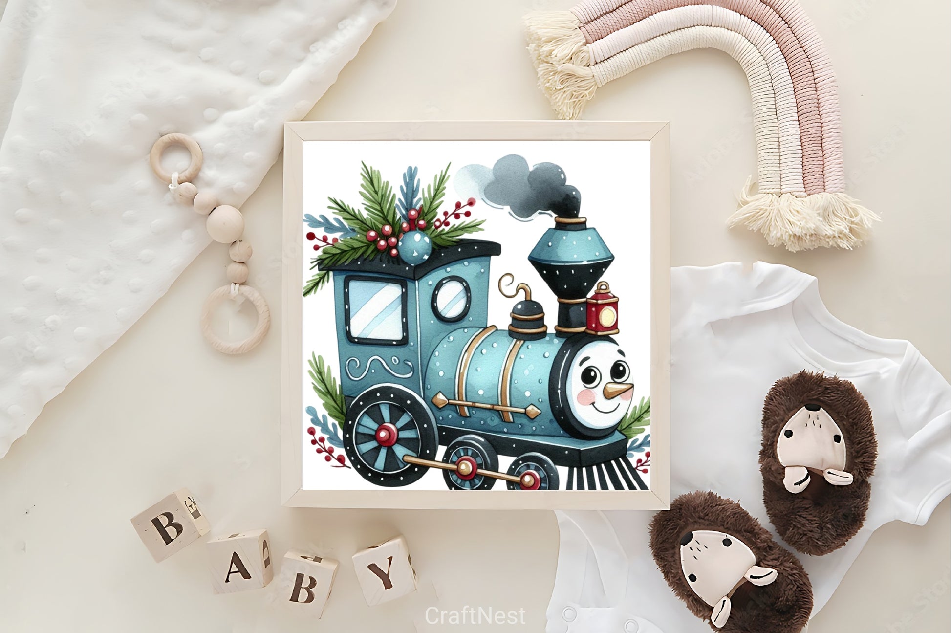 Blue Christmas Train Clipart Bundle - CraftNest - Digital Crafting and Art