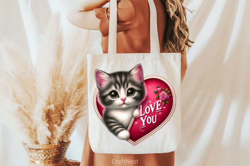 Love You Cat Valentine's Day Clipart Bundle 4 - CraftNest - Digital Crafting and Art