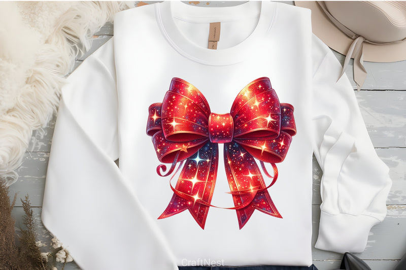 Christmas Red Coquette Bow Clipart Bundle - CraftNest - Digital Crafting and Art