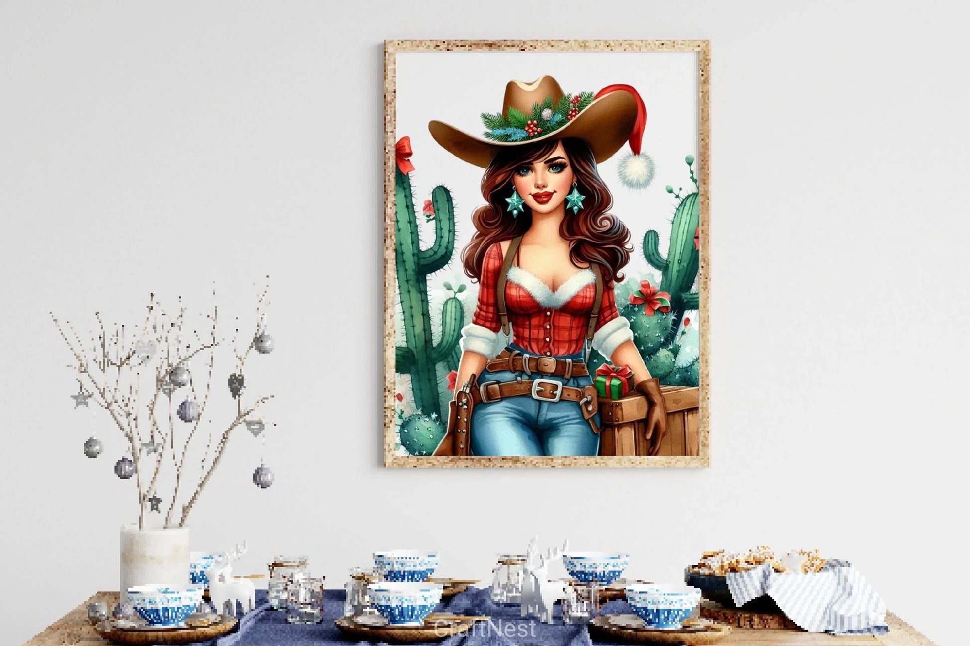 Vintage Christmas Cowboy Girls Clipart Bundle - CraftNest - Digital Crafting and Art