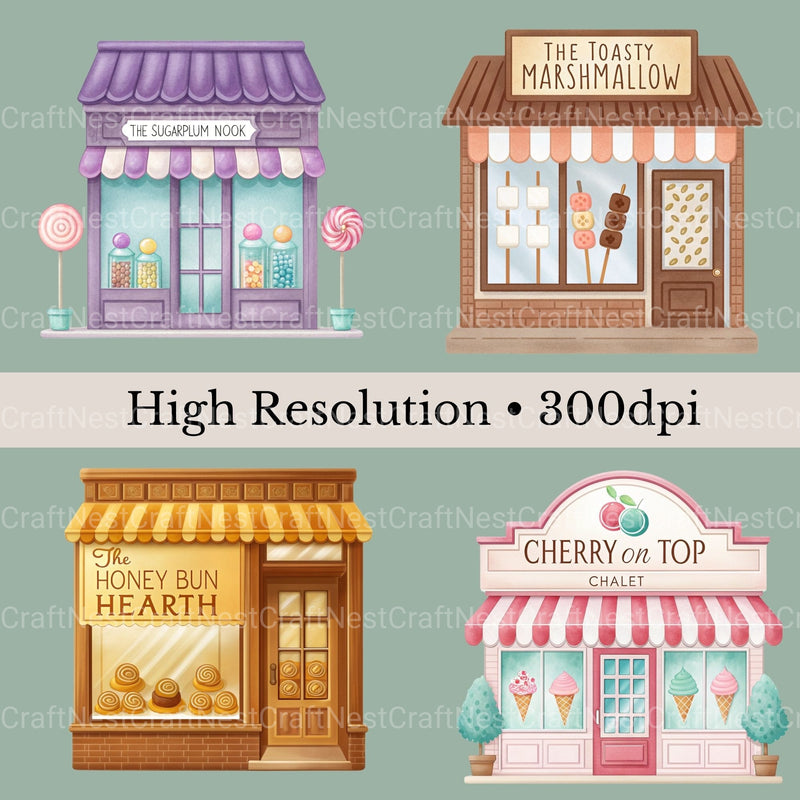 Village Shops Bakeries Clipart Bundle - CraftNest - Digital Crafting and Art