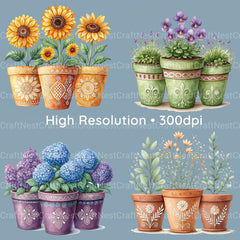 Potted Flowers Clipart Bundle - CraftNest - Digital Crafting and Art