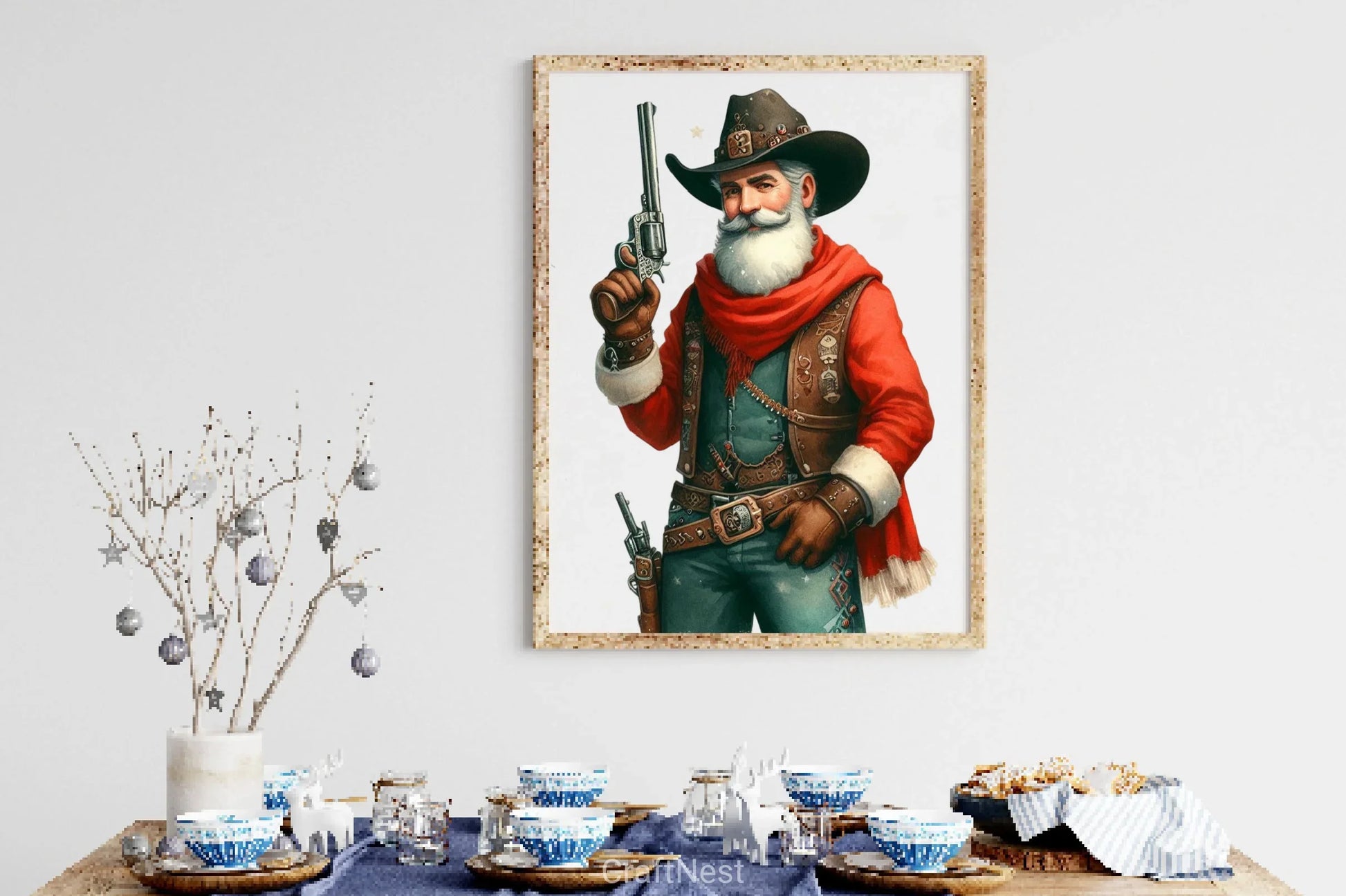 Vintage Christmas Cowboy Santa Clipart Bundle 2 - CraftNest - Digital Crafting and Art