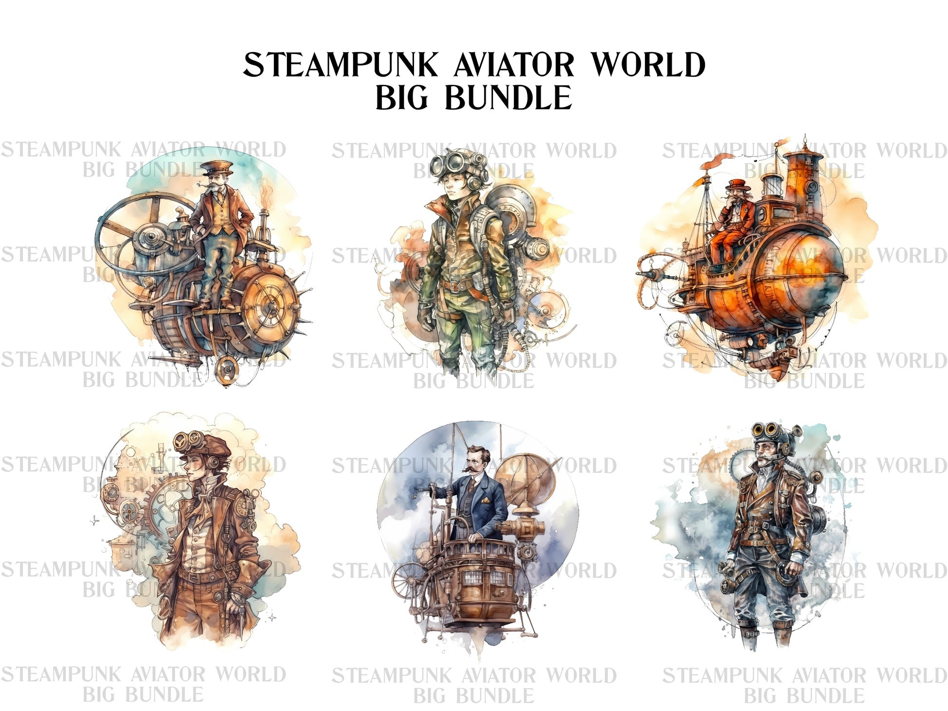 Steampunk Aviator World Clipart - CraftNest