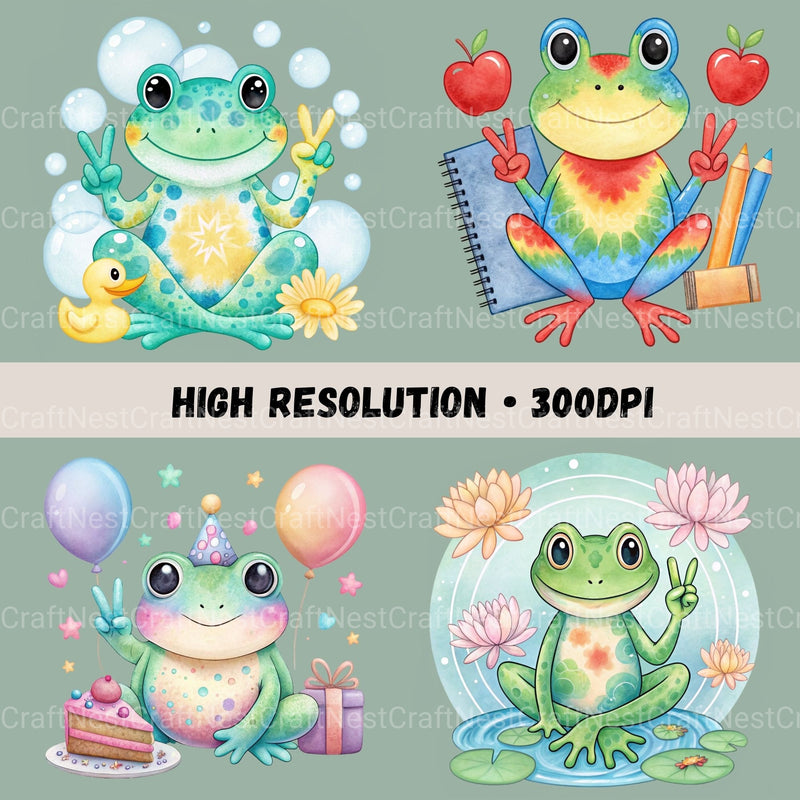 Frogs Peace Sign Clipart Bundle - CraftNest - Digital Crafting and Art