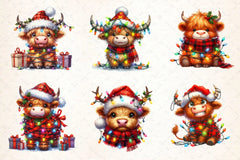 Cute Christmas Highland Cow Clipart Bundle 3 - CraftNest - Digital Crafting and Art