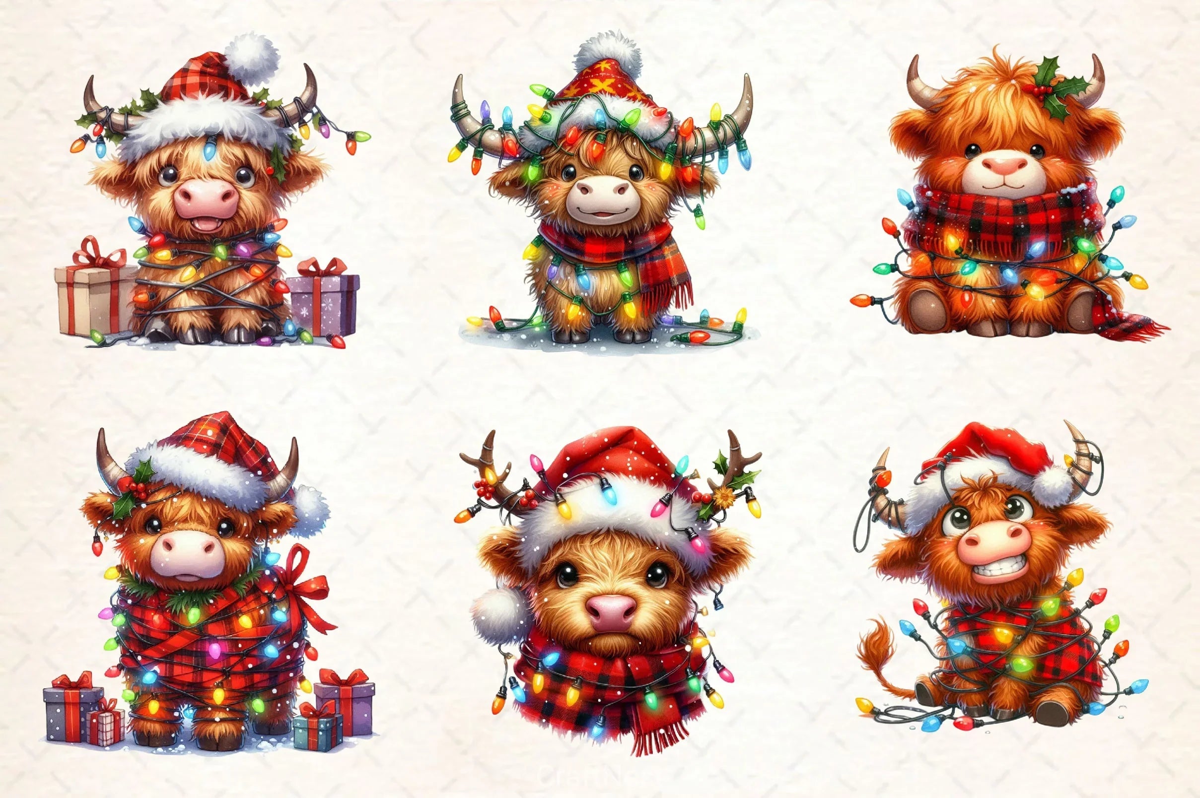 Cute Christmas Highland Cow Clipart Bundle 3 - CraftNest - Digital Crafting and Art