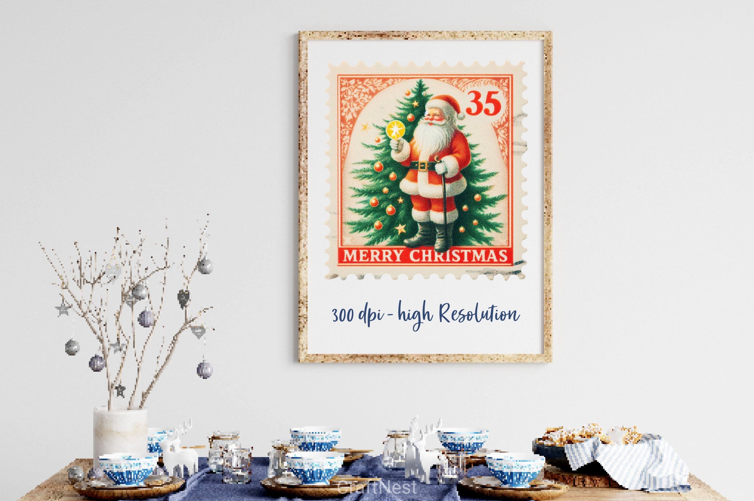 Christmas Santa Postage Stamps Clipart Bundle - CraftNest - Digital Crafting and Art