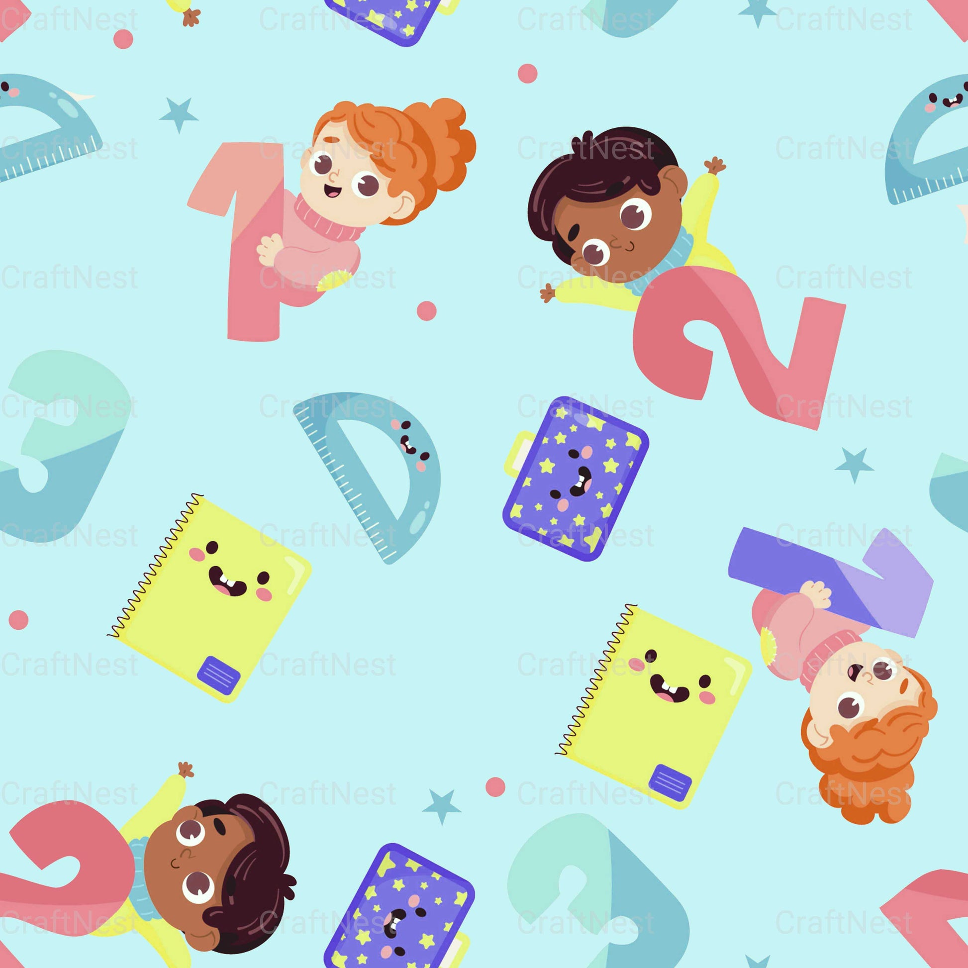 Back to School Green Digital Paper - CraftNest - Digital Crafting and Art