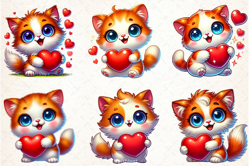 Valentine Cat Clipart Bundle - CraftNest - Digital Crafting and Art