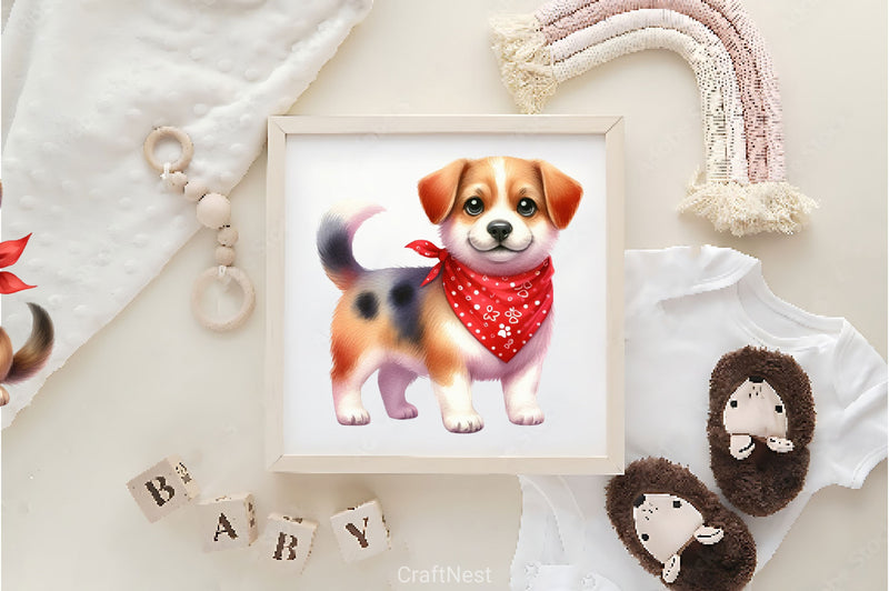 Cute Dog Red Bandana Clipart Bundle - CraftNest - Digital Crafting and Art