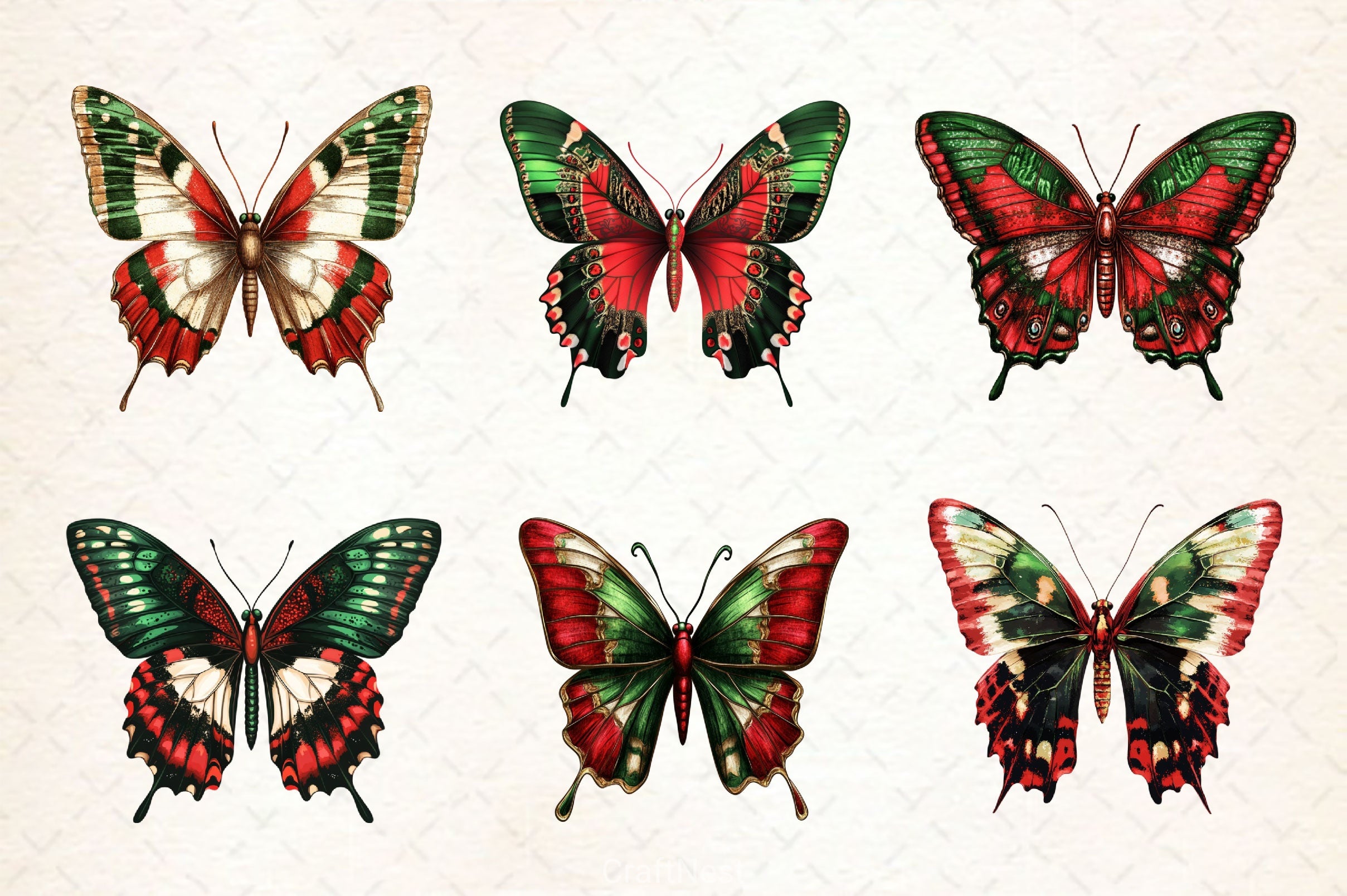 Christmas Butterfly Clipart Bundle 2 - CraftNest - Digital Crafting and Art
