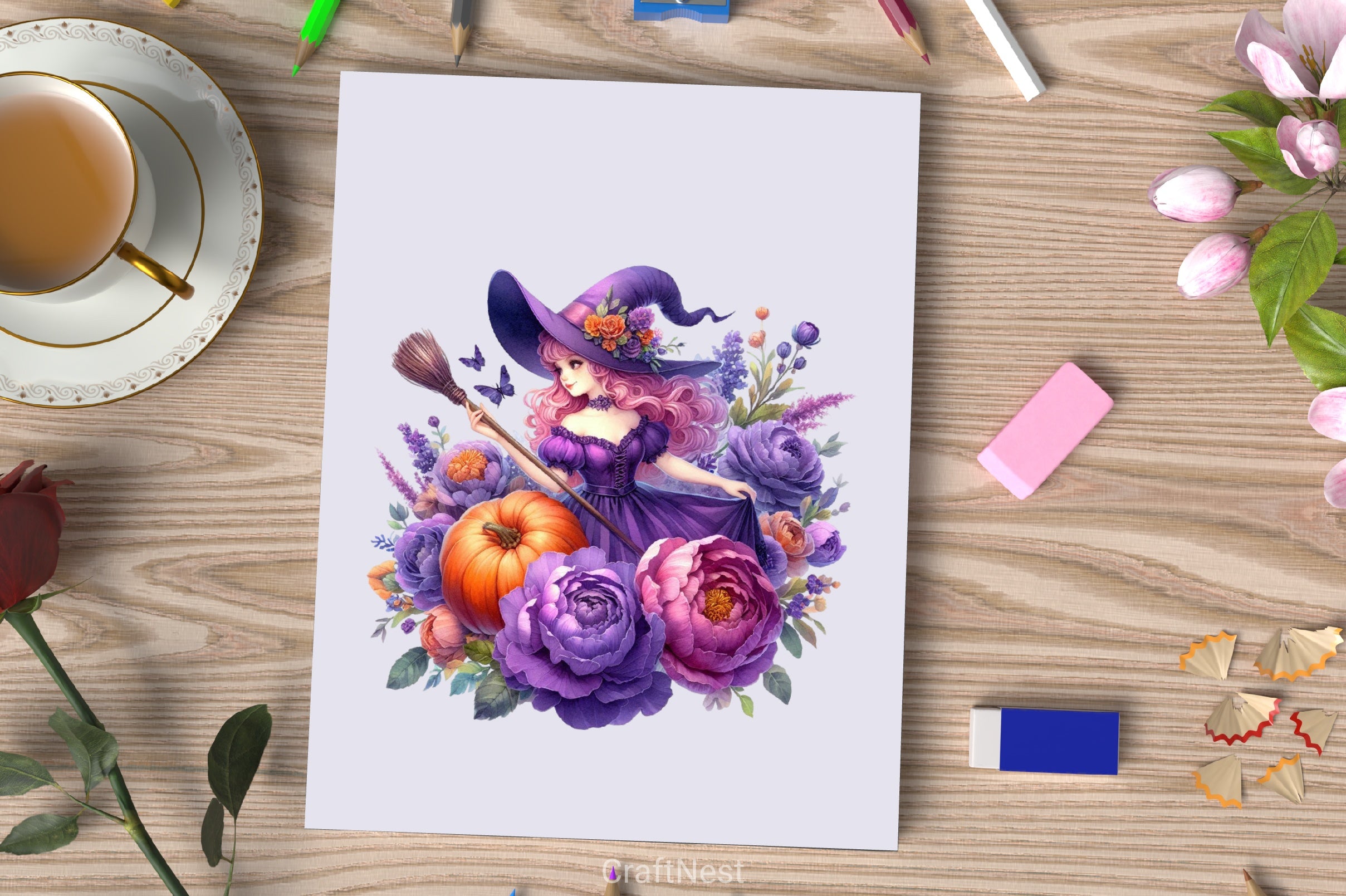 Halloween Witch Girl Clipart Bundle 8 - CraftNest - Digital Crafting and Art