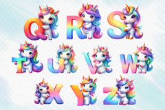 Cute Unicorn Alphabet Clipart Bundle - CraftNest - Digital Crafting and Art
