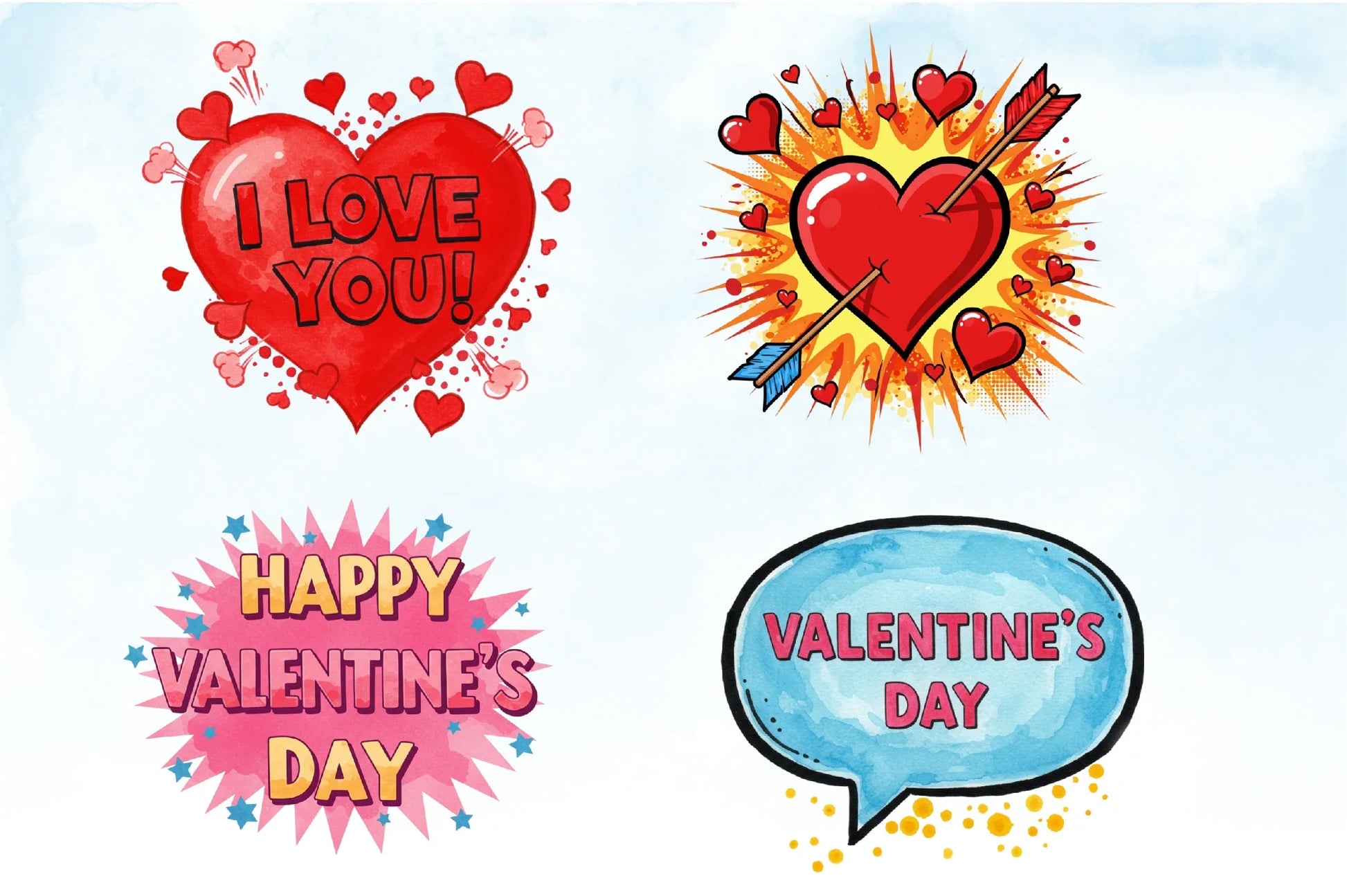 Pop Art Valentine Clipart Bundle - CraftNest - Digital Crafting and Art