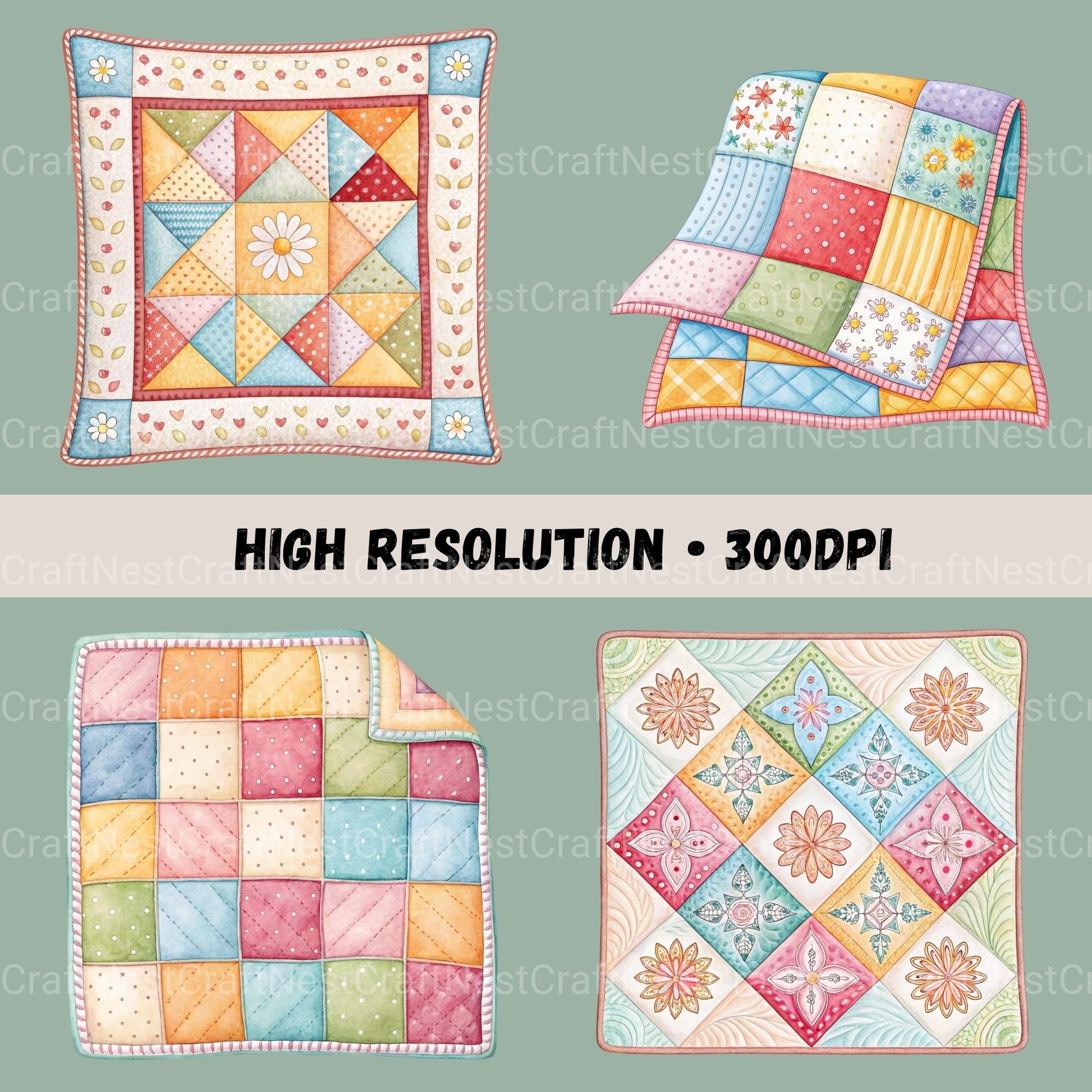 Quilts Clipart Bundle - CraftNest - Digital Crafting and Art