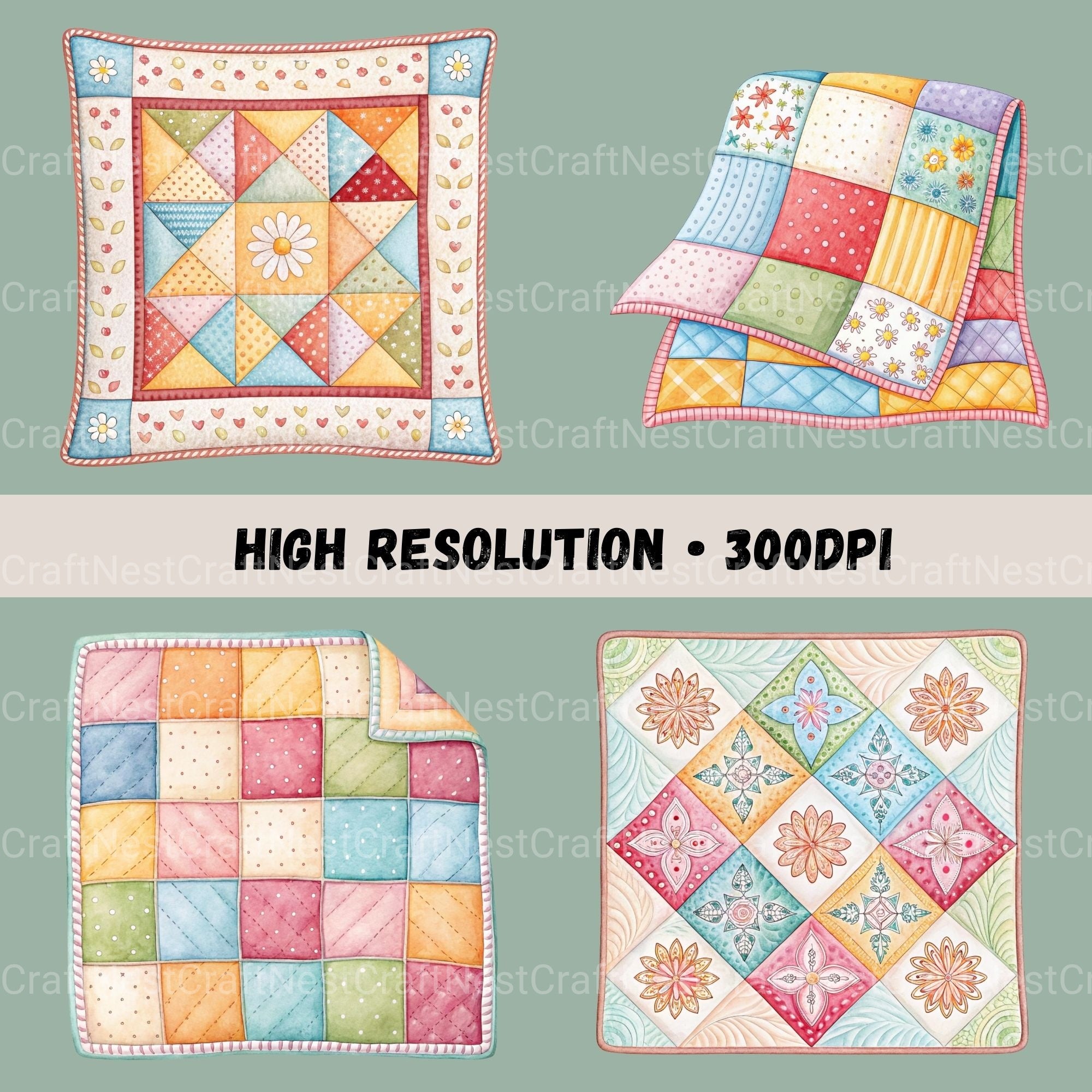 Quilts Clipart Bundle - CraftNest - Digital Crafting and Art