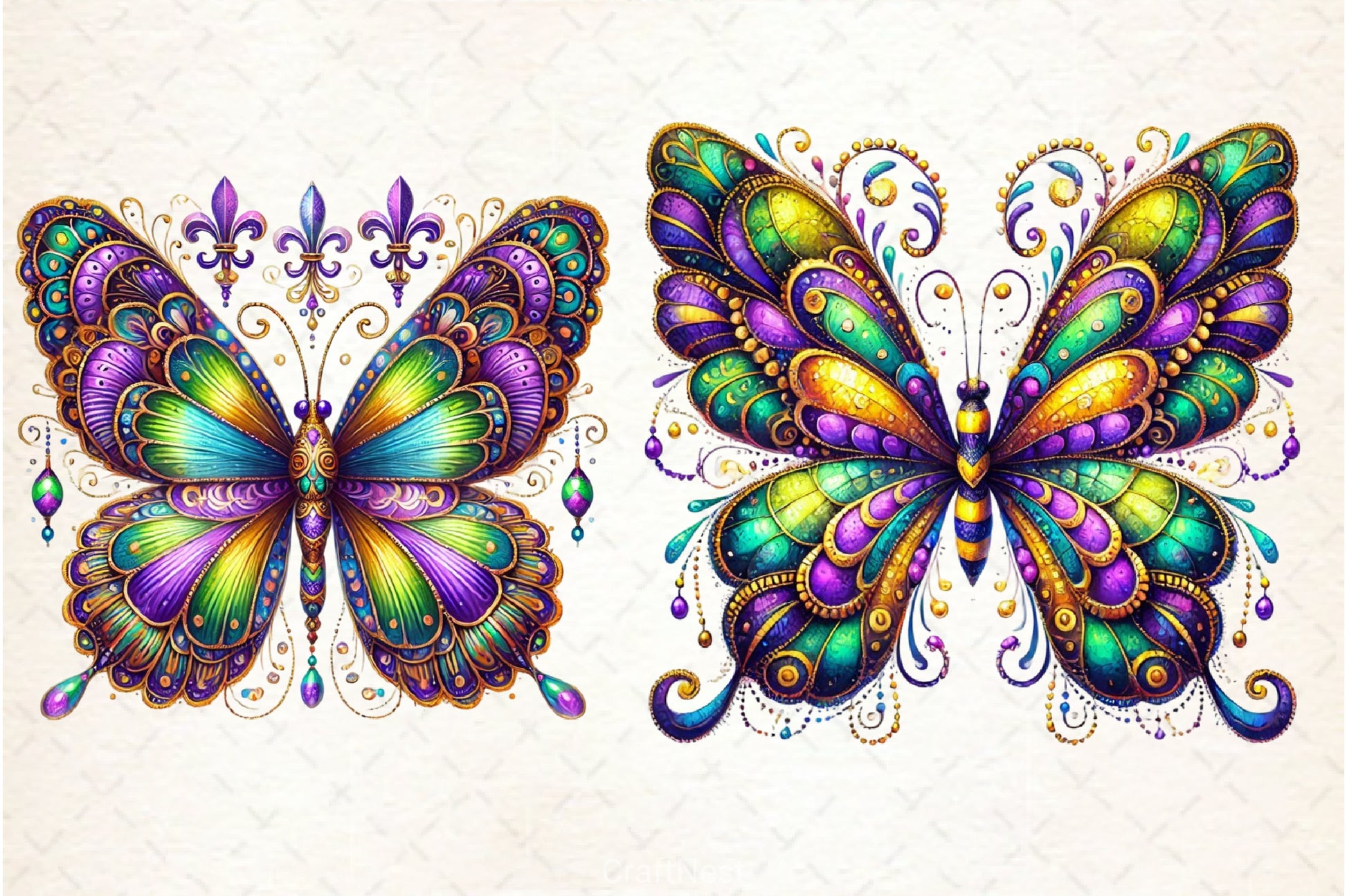 Mardi Gras Butterfly Clipart Bundle - CraftNest - Digital Crafting and Art
