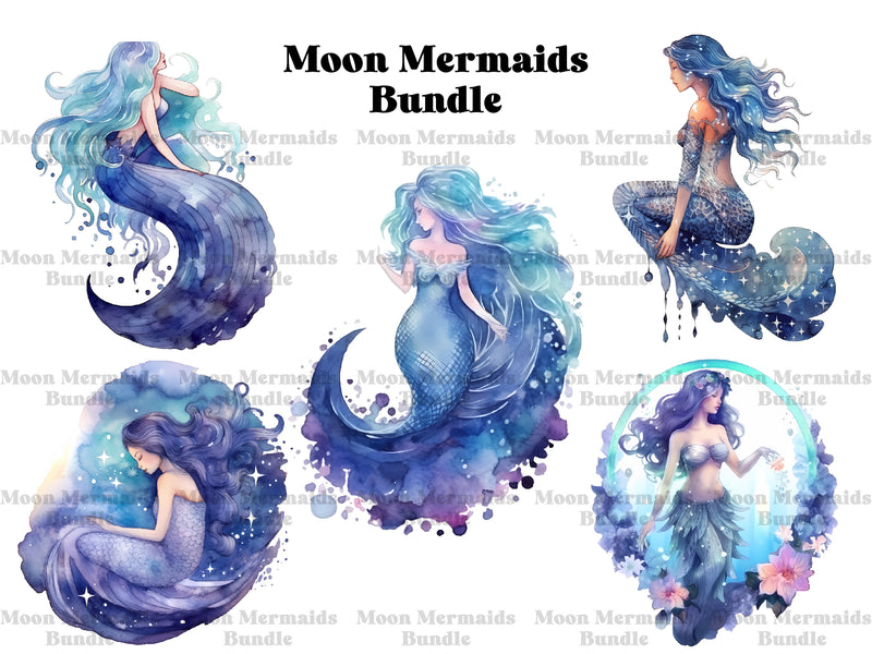 Moon Mermaids Clipart - CraftNest