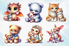 Mama And Baby Animal Clipart Bundle 2 - CraftNest - Digital Crafting and Art