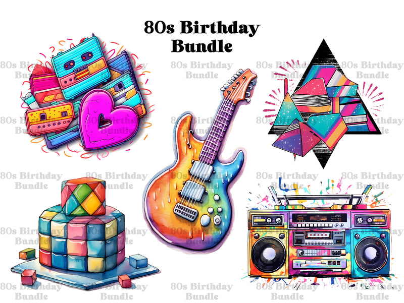 80s Birthday Clipart - CraftNest