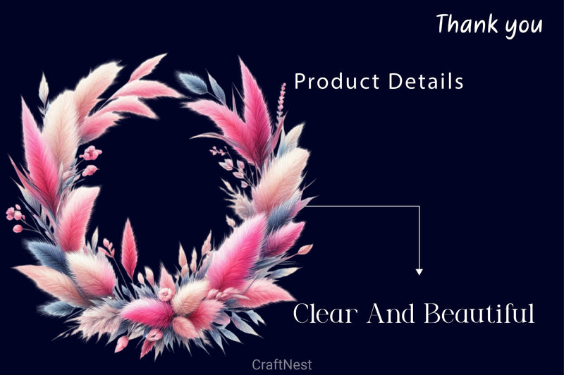 Pink Pampas Rustic Flowers Clipart Bundle - CraftNest - Digital Crafting and Art