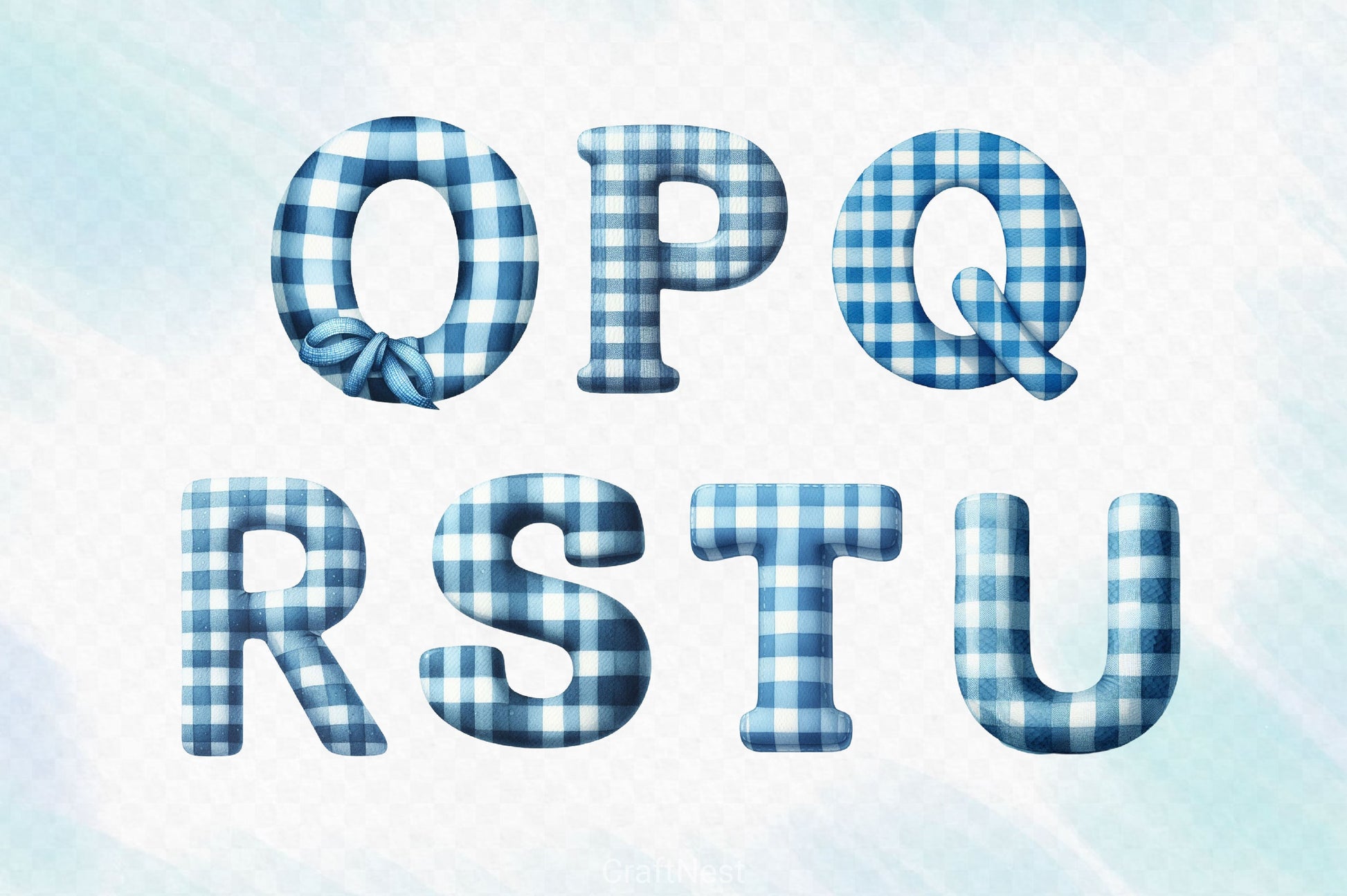 Blue Gingham Alphabet Clipart Bundle - CraftNest - Digital Crafting and Art