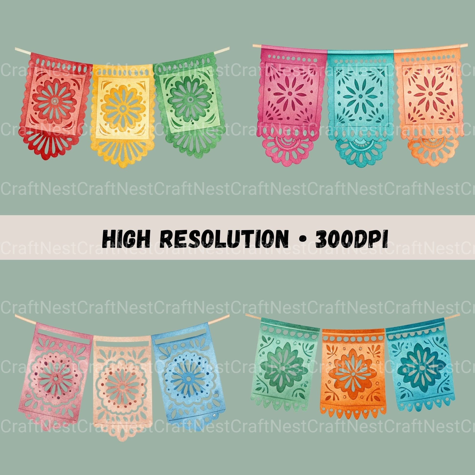 Papel Picado Banners Clipart Bundle - CraftNest - Digital Crafting and Art