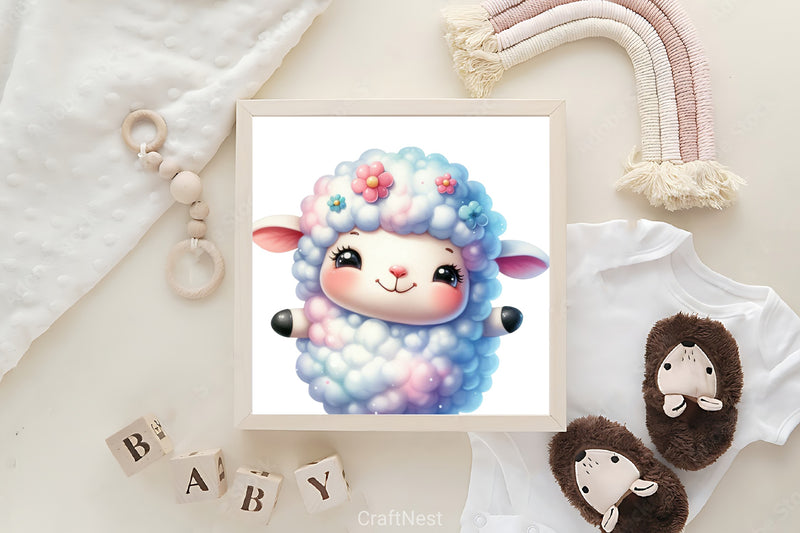 Cute Baby Sheep Clipart Bundle - CraftNest - Digital Crafting and Art