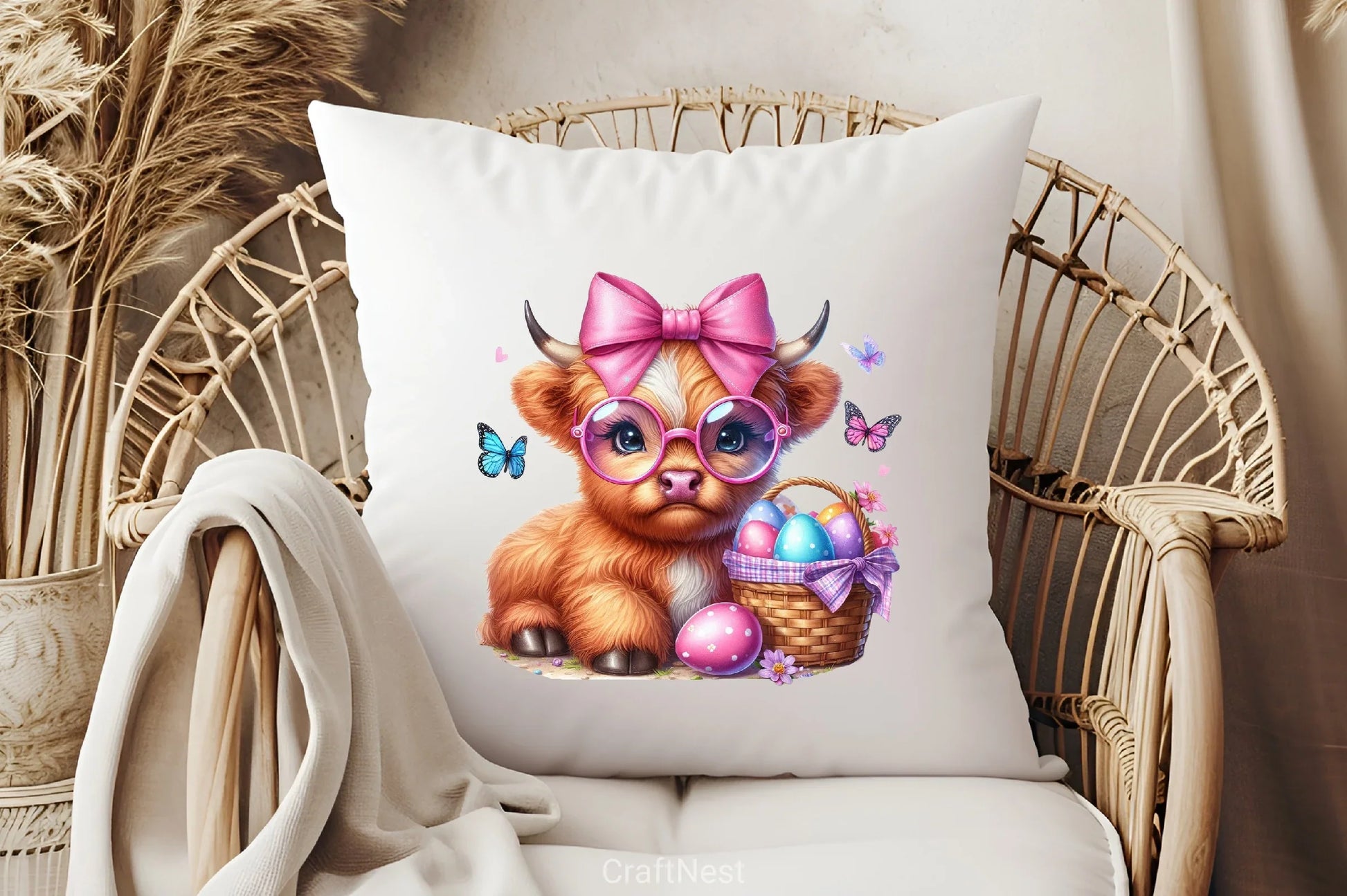 Easter Highland Cow Clipart Bundle 5 - CraftNest - Digital Crafting and Art