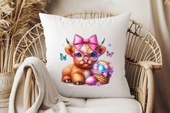 Easter Highland Cow Clipart Bundle 5 - CraftNest - Digital Crafting and Art