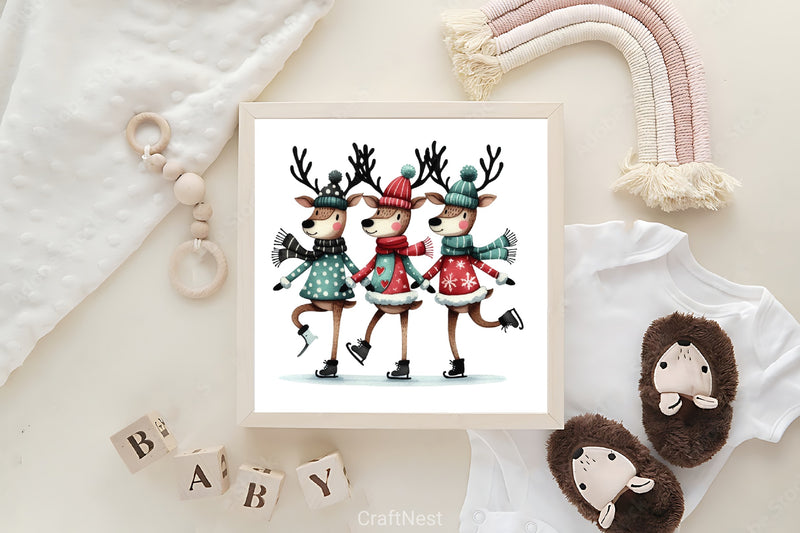 Christmas Reindeer Friends Clipart Bundle - CraftNest - Digital Crafting and Art