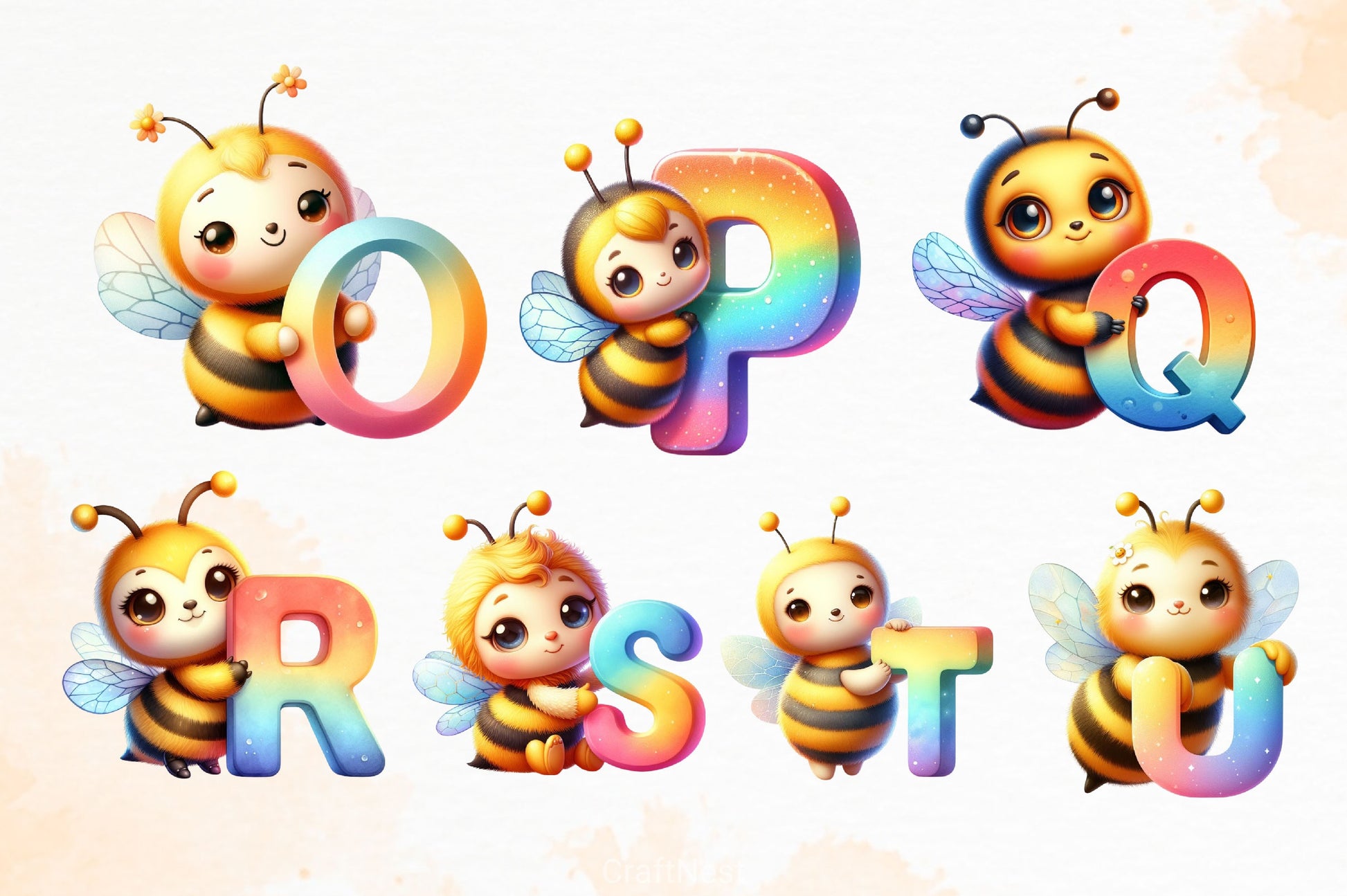 Cute Bee Alphabet Clipart Bundle - CraftNest - Digital Crafting and Art