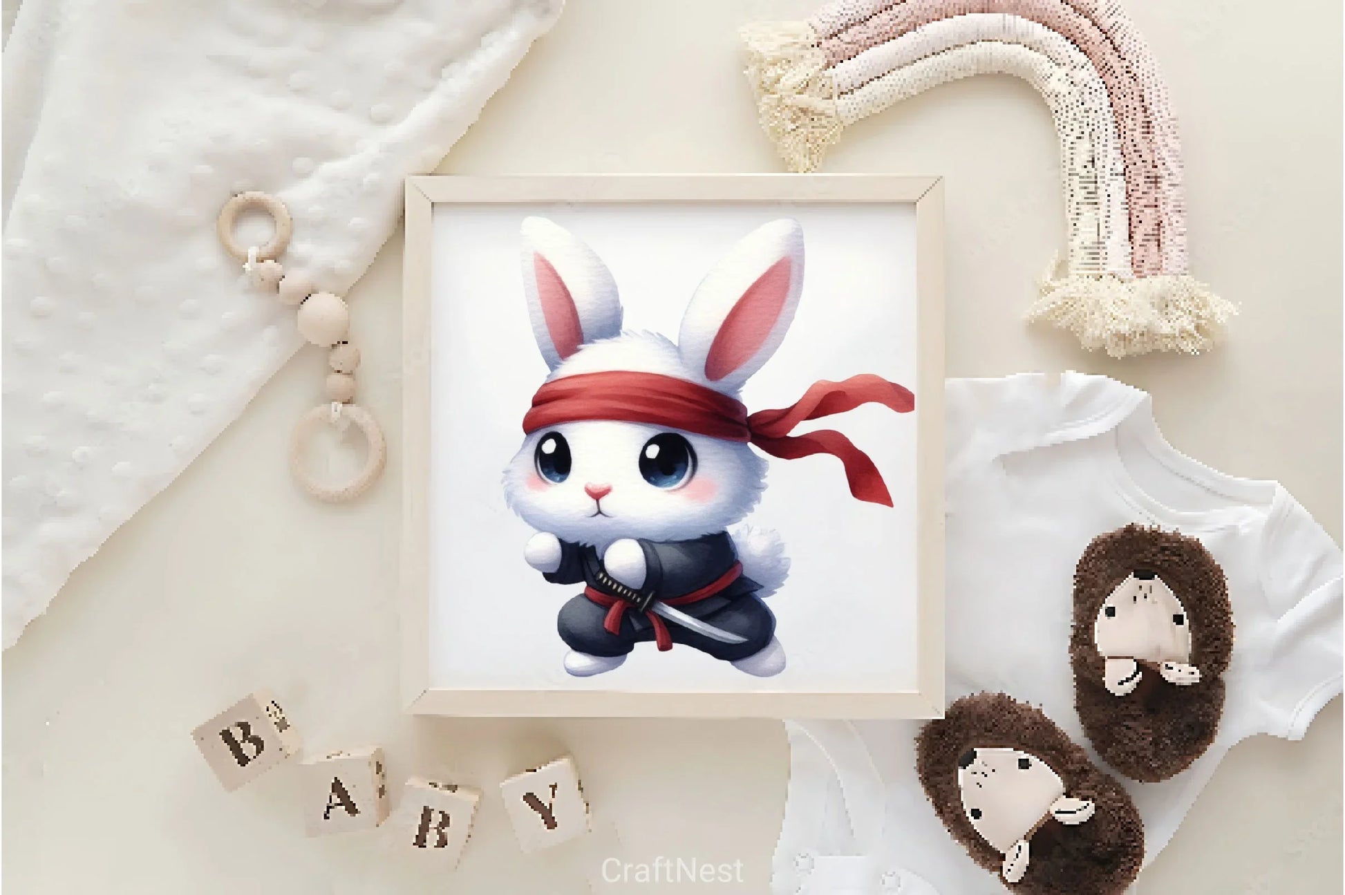 Cute Ninja Rabbit Clipart Bundle - CraftNest - Digital Crafting and Art