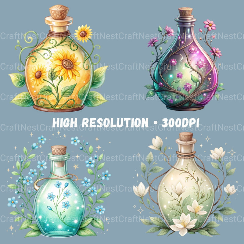 Magic Potion Bottles Clipart Bundle - CraftNest - Digital Crafting and Art