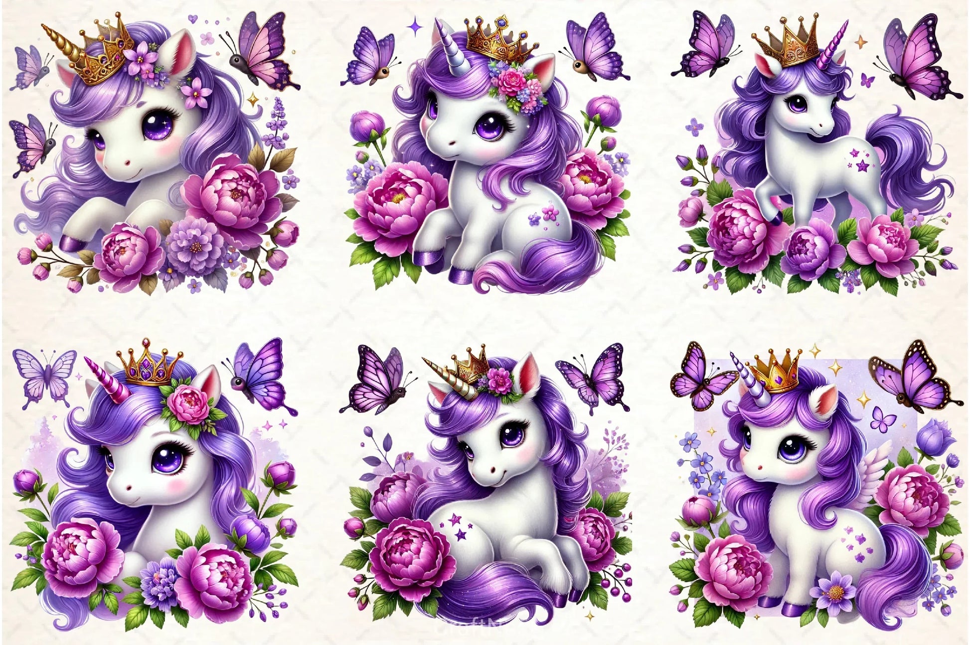 Purple Princess Unicorn Clipart Bundle - CraftNest - Digital Crafting and Art