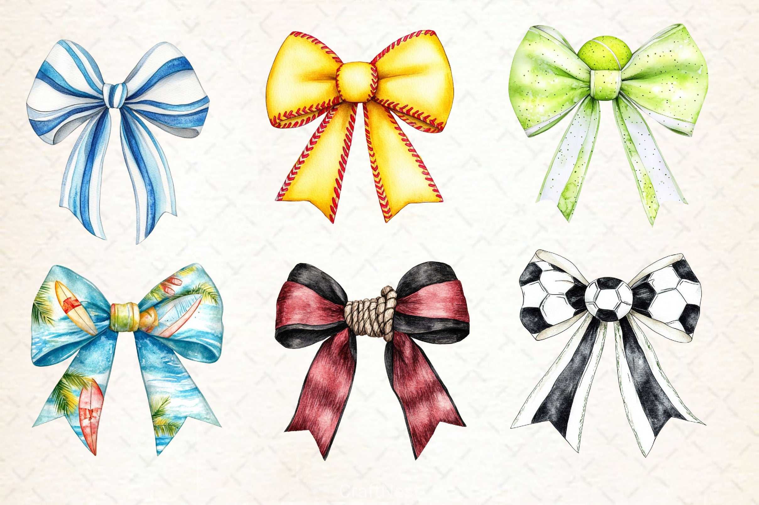 Sports Bow Clipart Bundle - CraftNest - Digital Crafting and Art