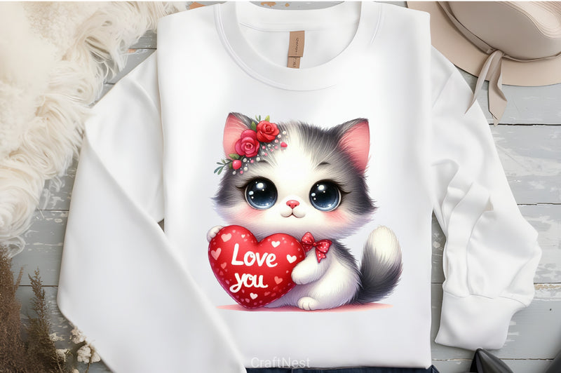 Love You Cat Valentine's Clipart Bundle 5 - CraftNest - Digital Crafting and Art