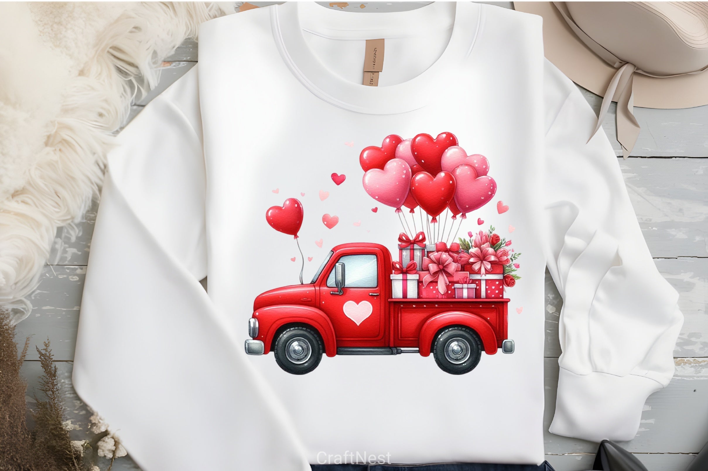 Valentine Red Trucks Clipart Bundle - CraftNest - Digital Crafting and Art