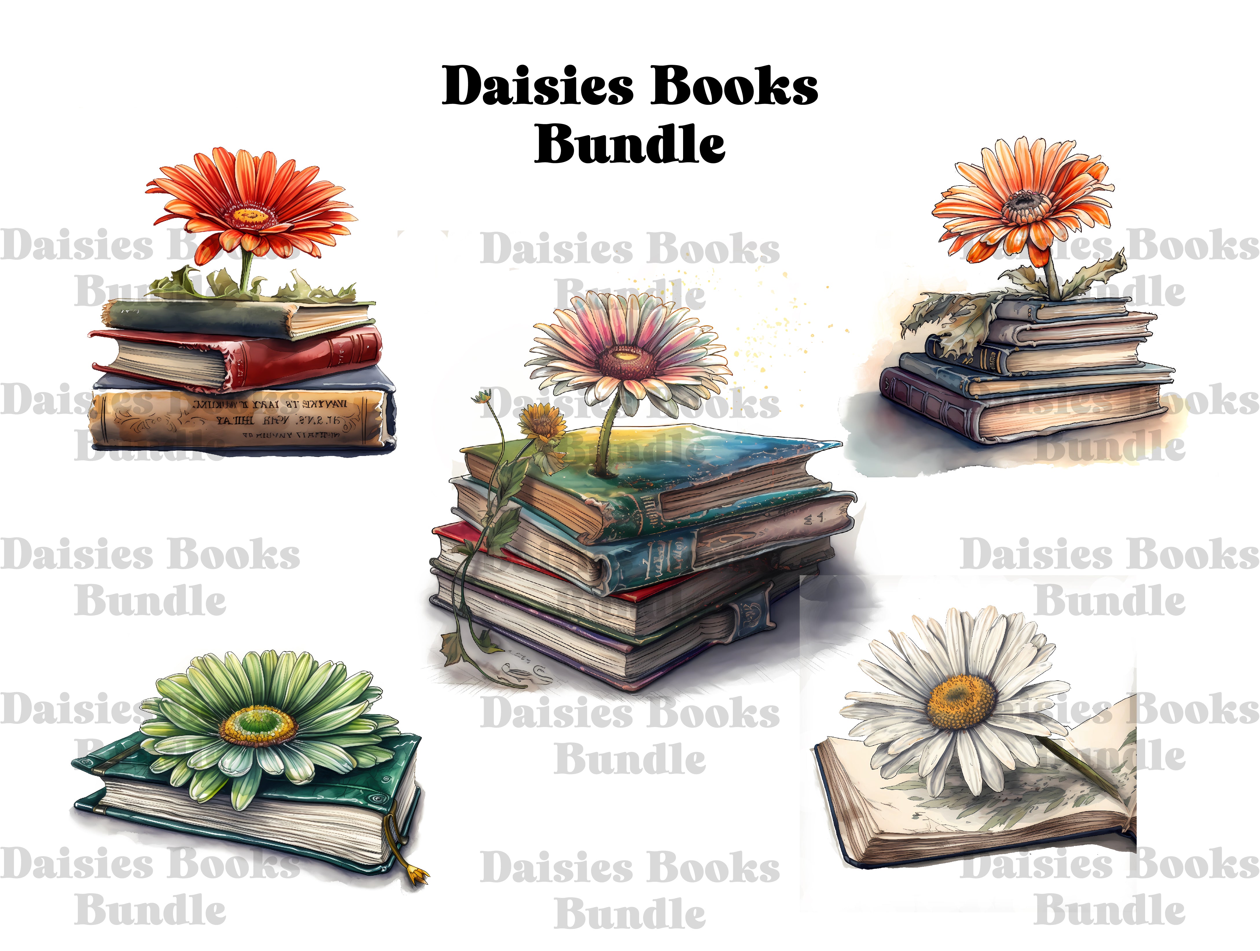 Daisies Books Clipart - CraftNest