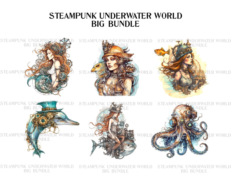 Steampunk Underwater World Clipart - CraftNest