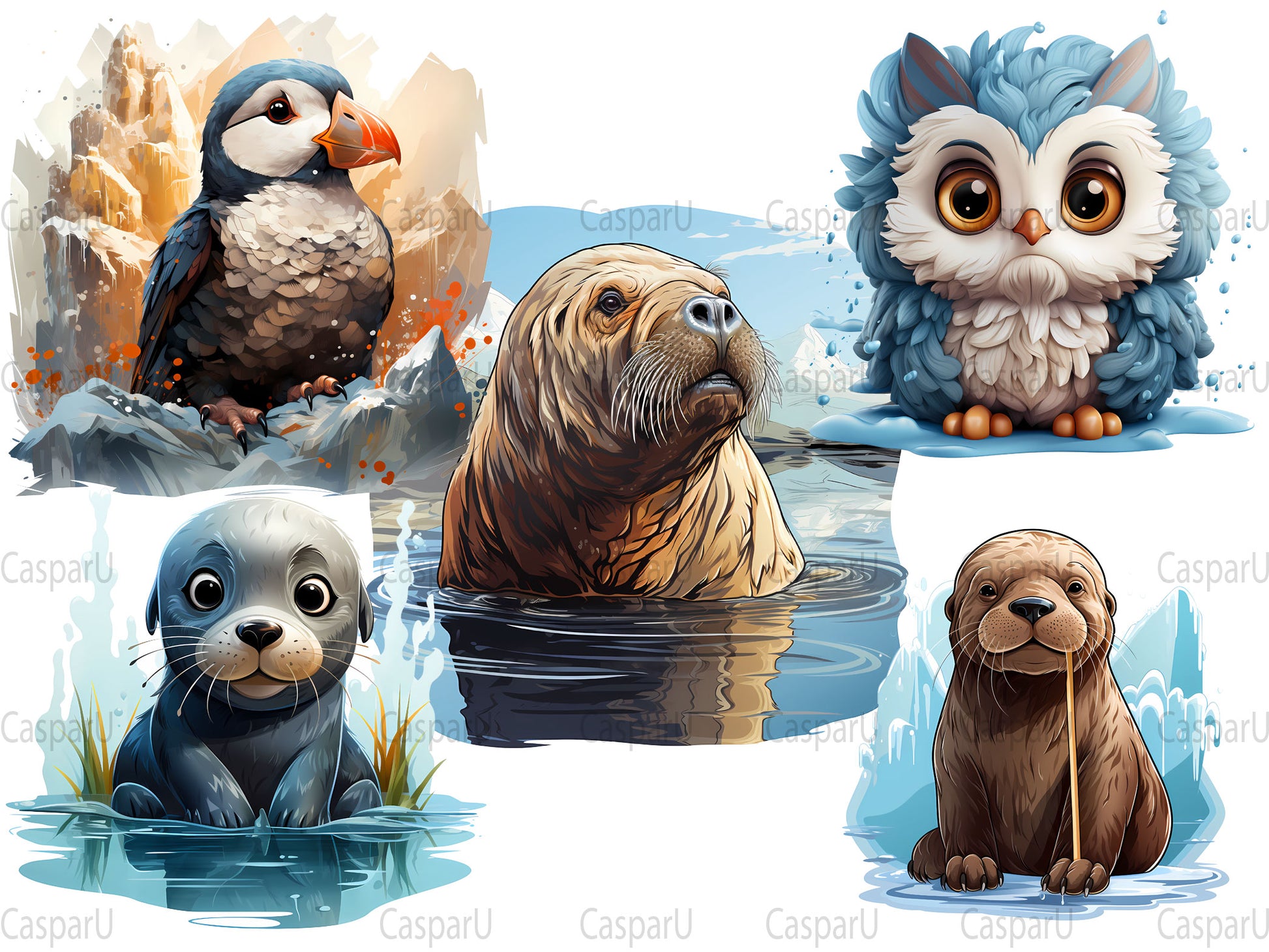 Cute Arctic Animals Clipart - CraftNest