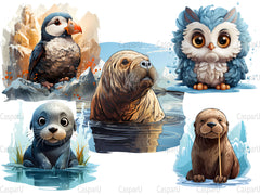 Cute Arctic Animals Clipart - CraftNest