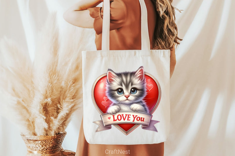 Love You Cat Valentine's Day Clipart Bundle 8 - CraftNest - Digital Crafting and Art