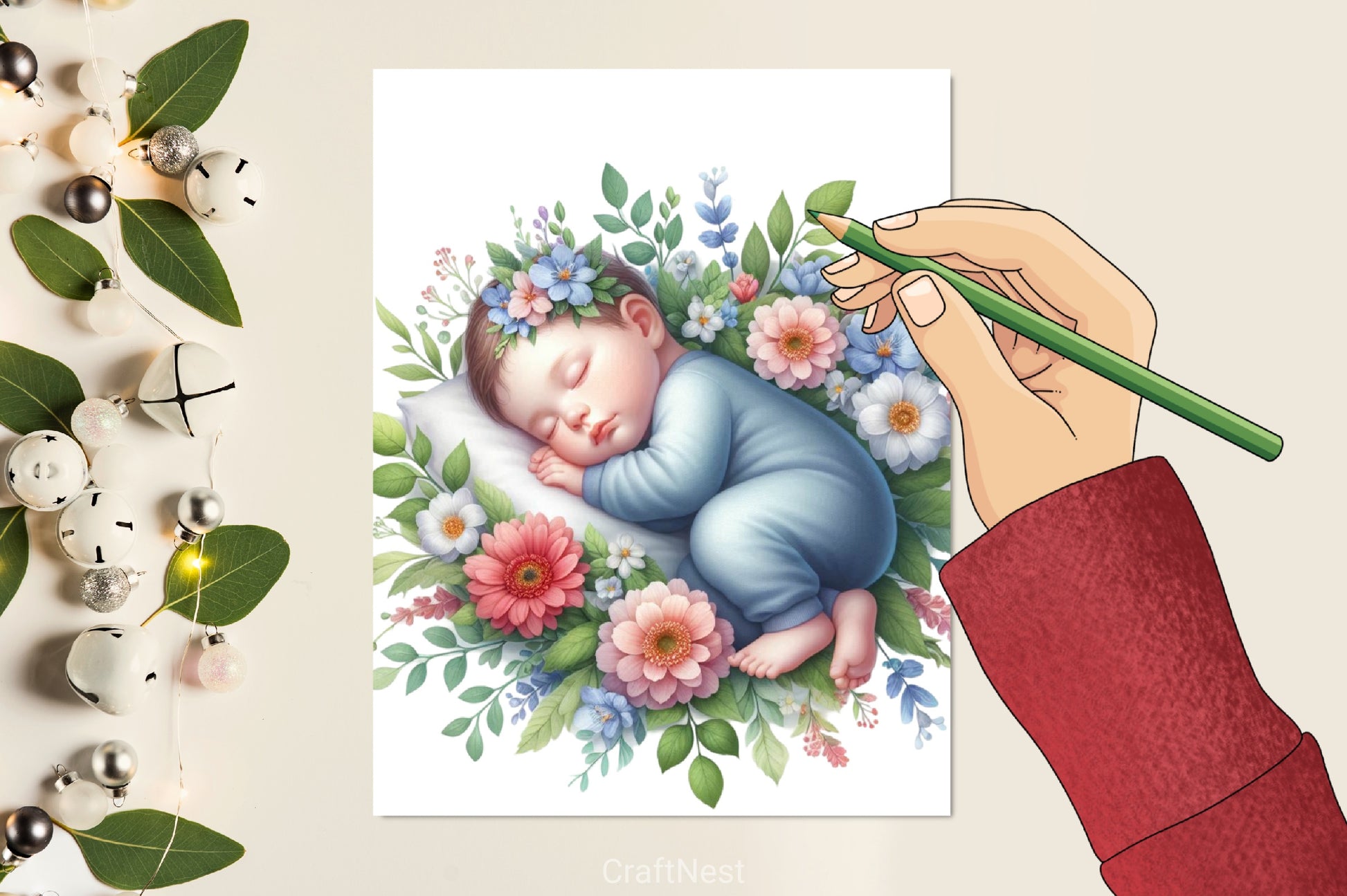 Baby Sleeping Flowers Clipart Bundle - CraftNest - Digital Crafting and Art