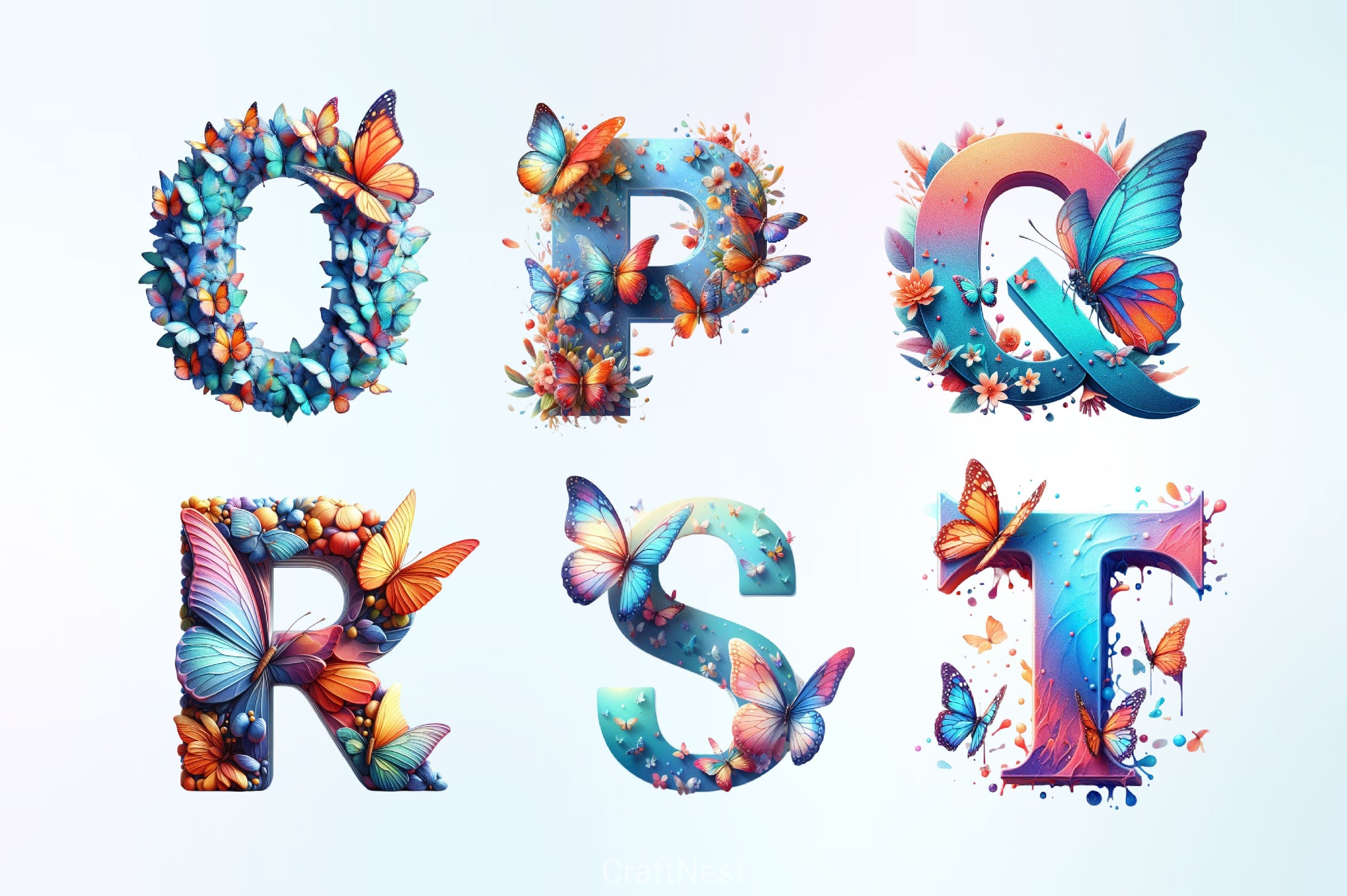 Butterfly Alphabet Clipart Bundle 2 - CraftNest - Digital Crafting and Art