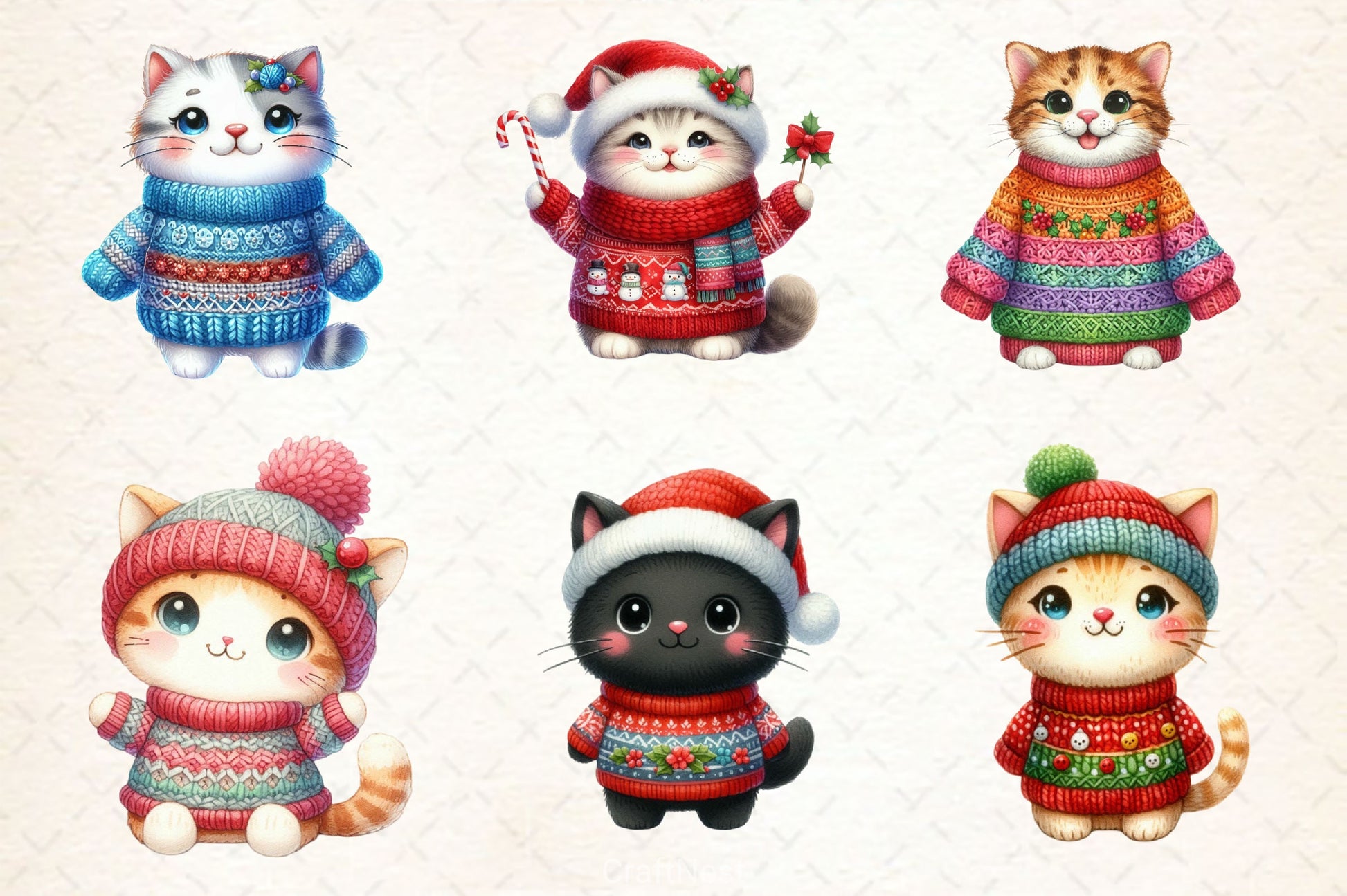 Cute Christmas Cat Clipart Bundle - CraftNest - Digital Crafting and Art