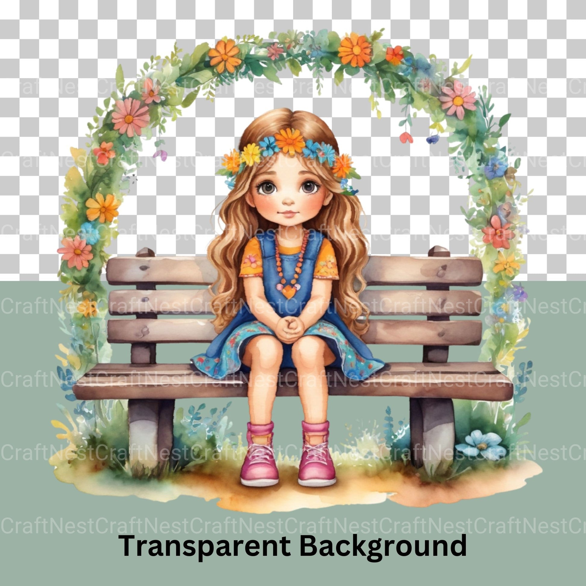 Hippie Girls ( 1) Clipart Bundle - CraftNest - Digital Crafting and Art