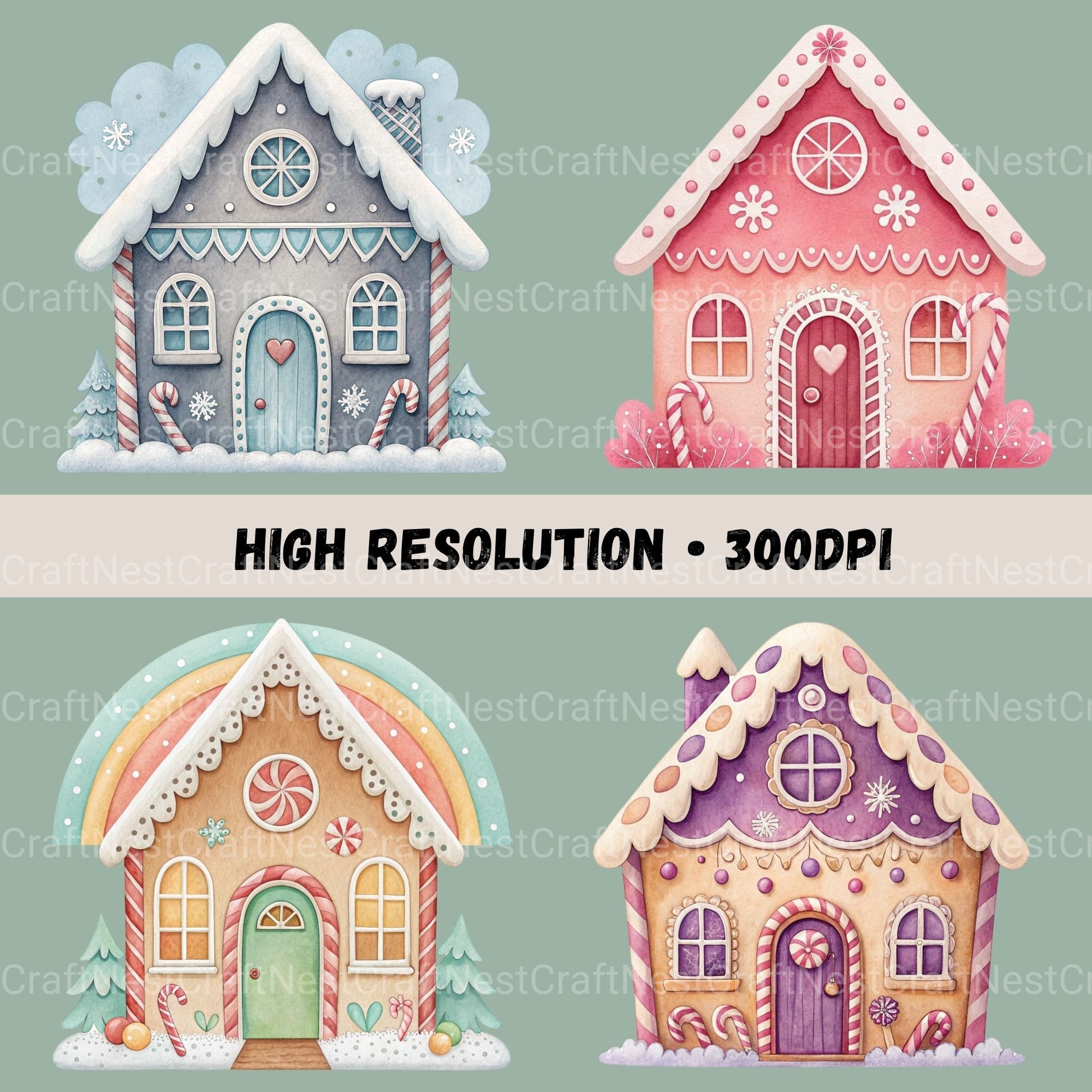 Gingerbread Houses Updated Clipart Bundle - CraftNest - Digital Crafting and Art