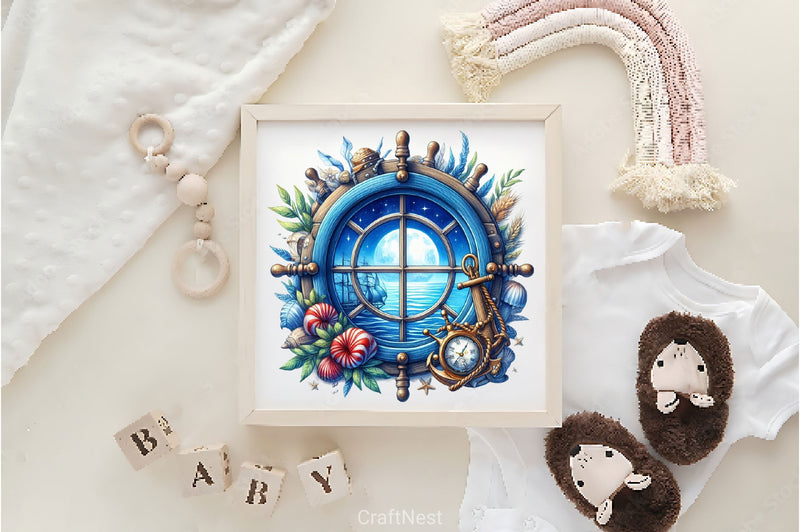 Vintage Nautical Window Clipart Bundle 2 - CraftNest - Digital Crafting and Art